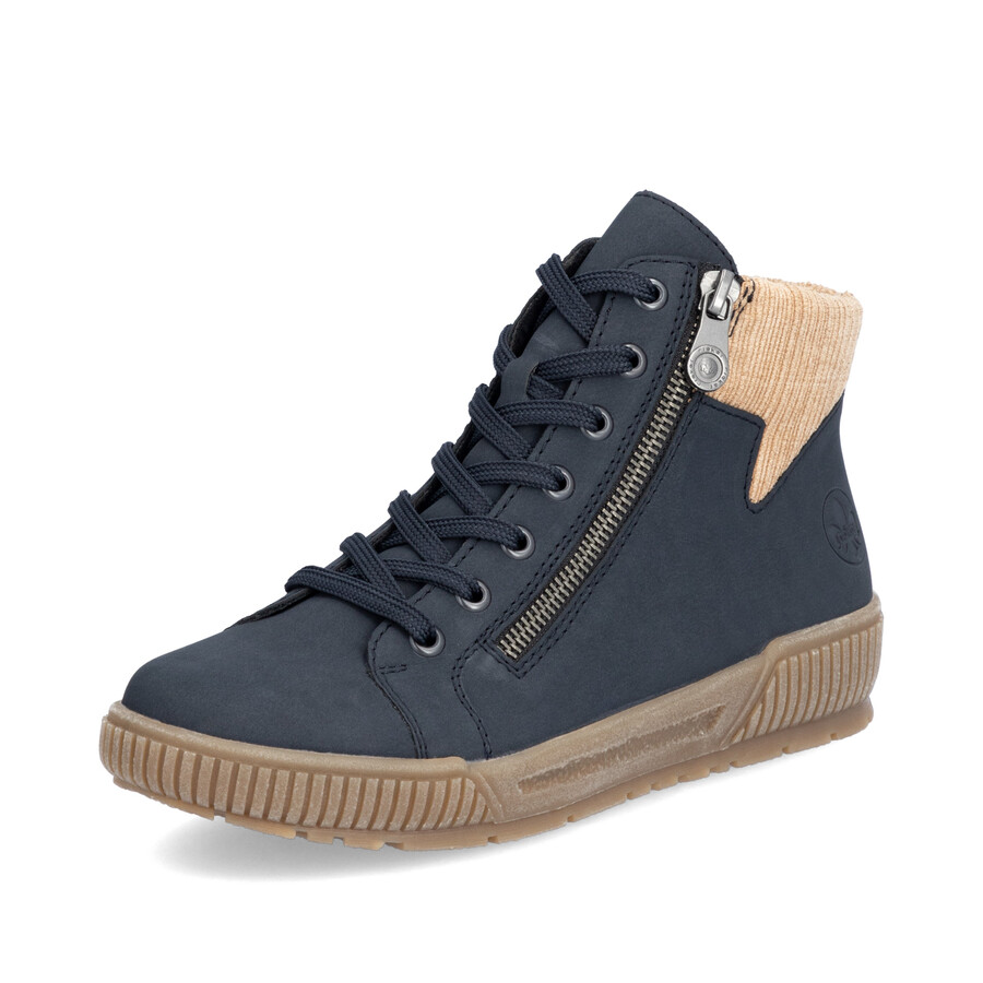 botas azules con cremallera para mujer rieker n0709-15