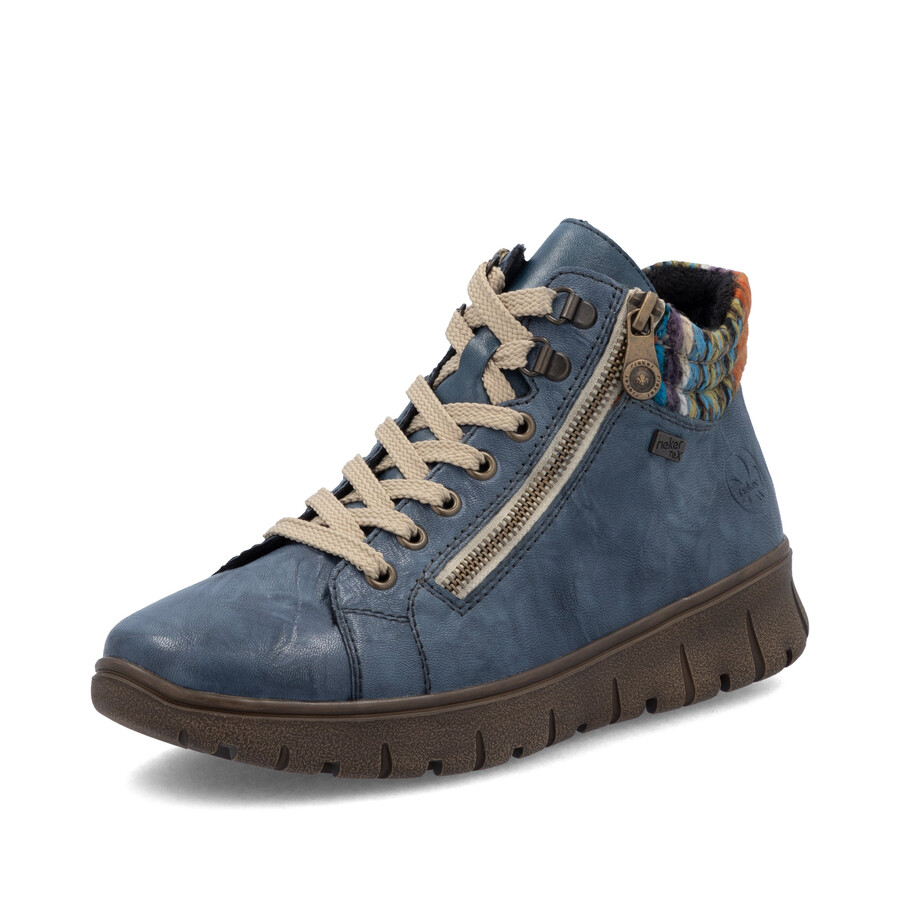 botas azules con cremallera para mujer rieker n1305-14