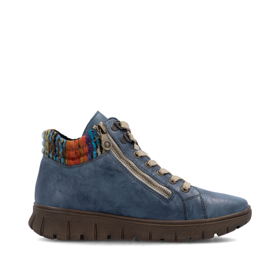 botas azules con cremallera para mujer rieker n1305-14