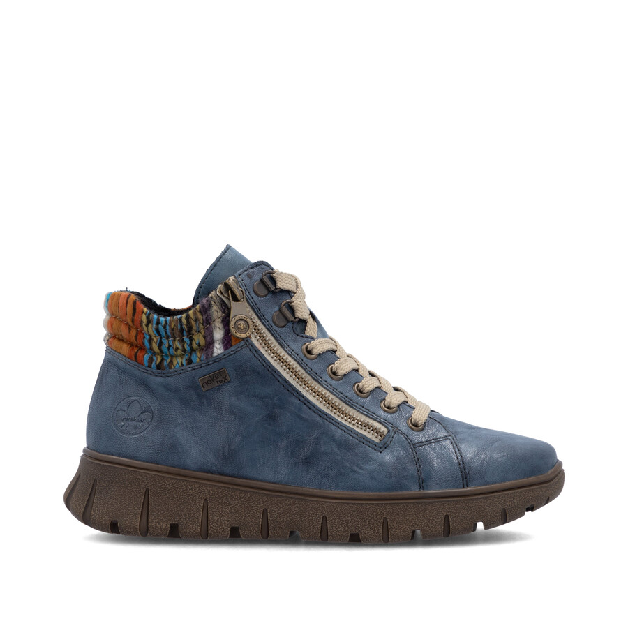 botas azules con cremallera para mujer rieker n1305-14