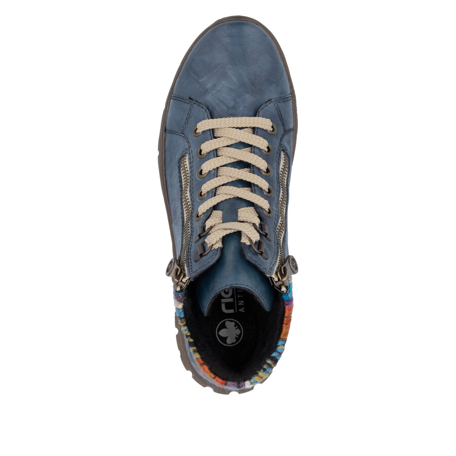 botas azules con cremallera para mujer rieker n1305-14