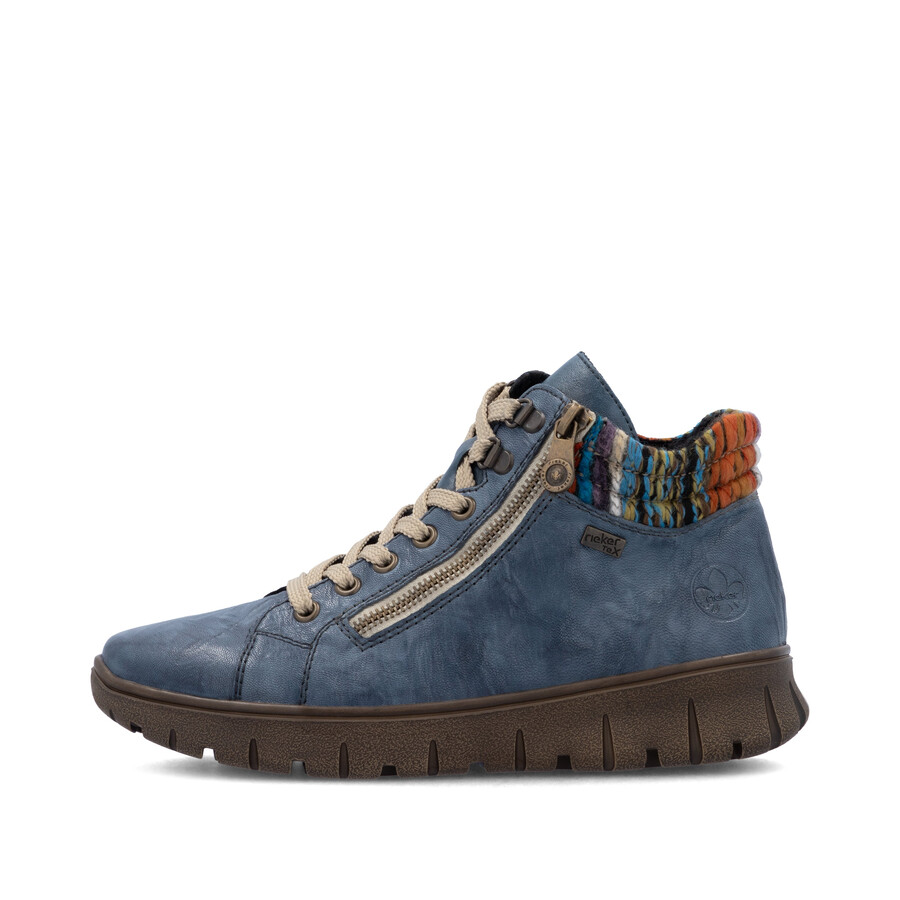 botas azules con cremallera para mujer rieker n1305-14
