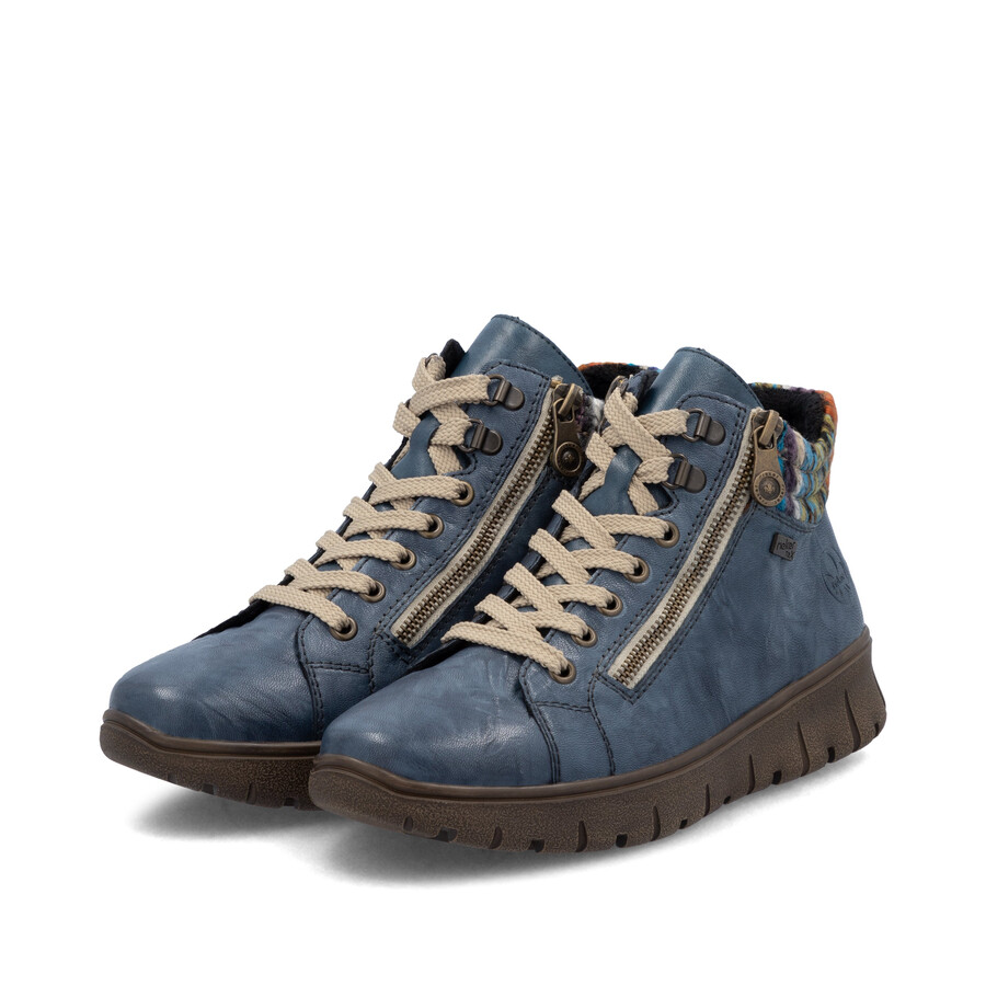 botas azules con cremallera para mujer rieker n1305-14