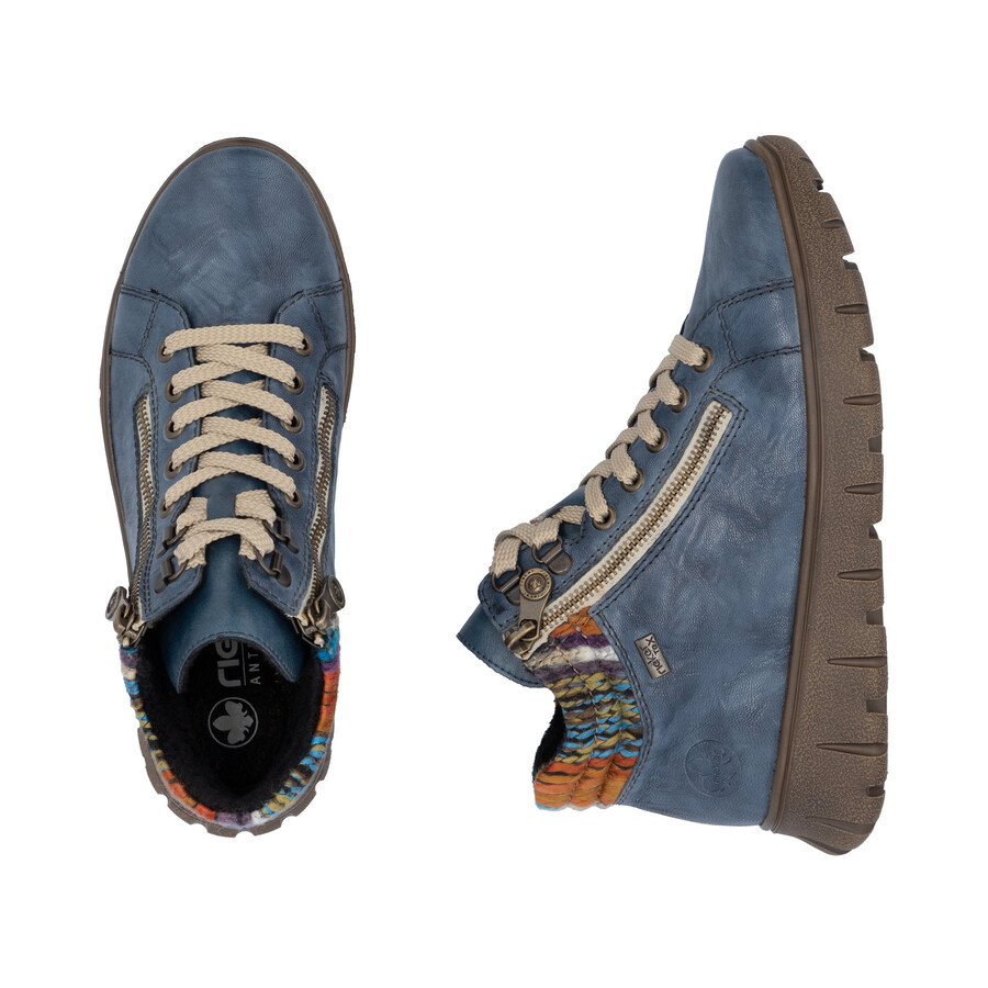 botas azules con cremallera para mujer rieker n1305-14