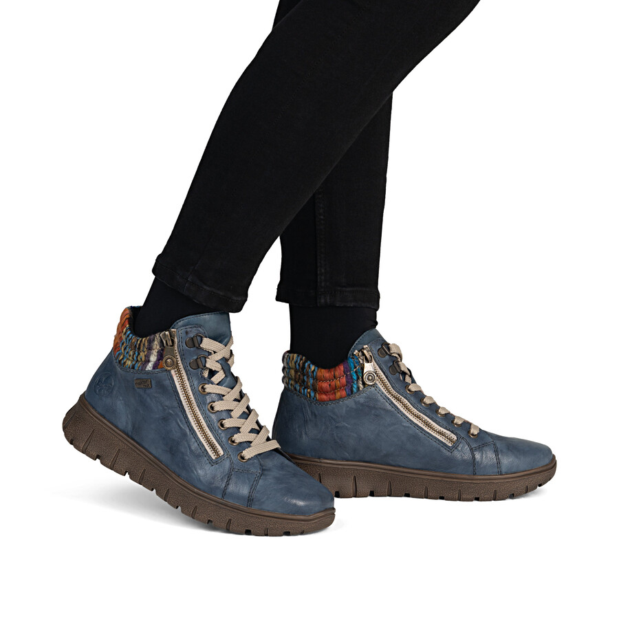 botas azules con cremallera para mujer rieker n1305-14