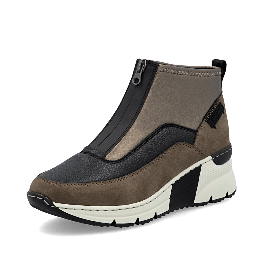 botas marrones con cremallera para mujer rieker n6352-25
