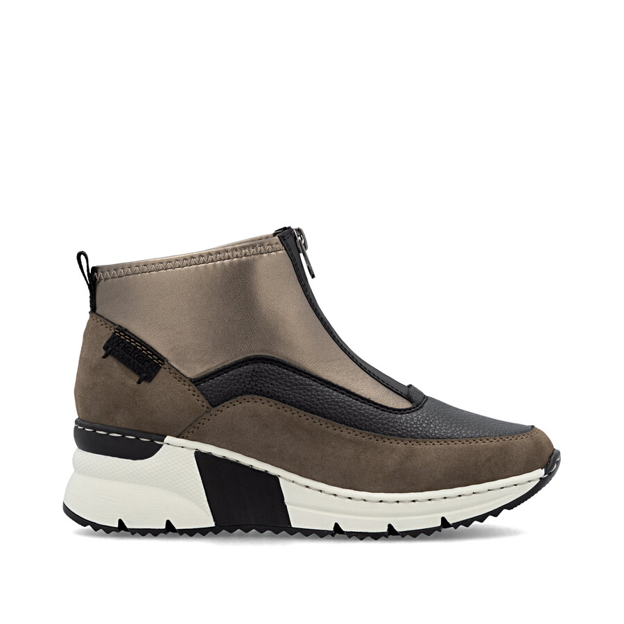 botas marrones con cremallera para mujer rieker n6352-25