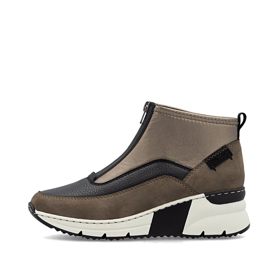 botas marrones con cremallera para mujer rieker n6352-25