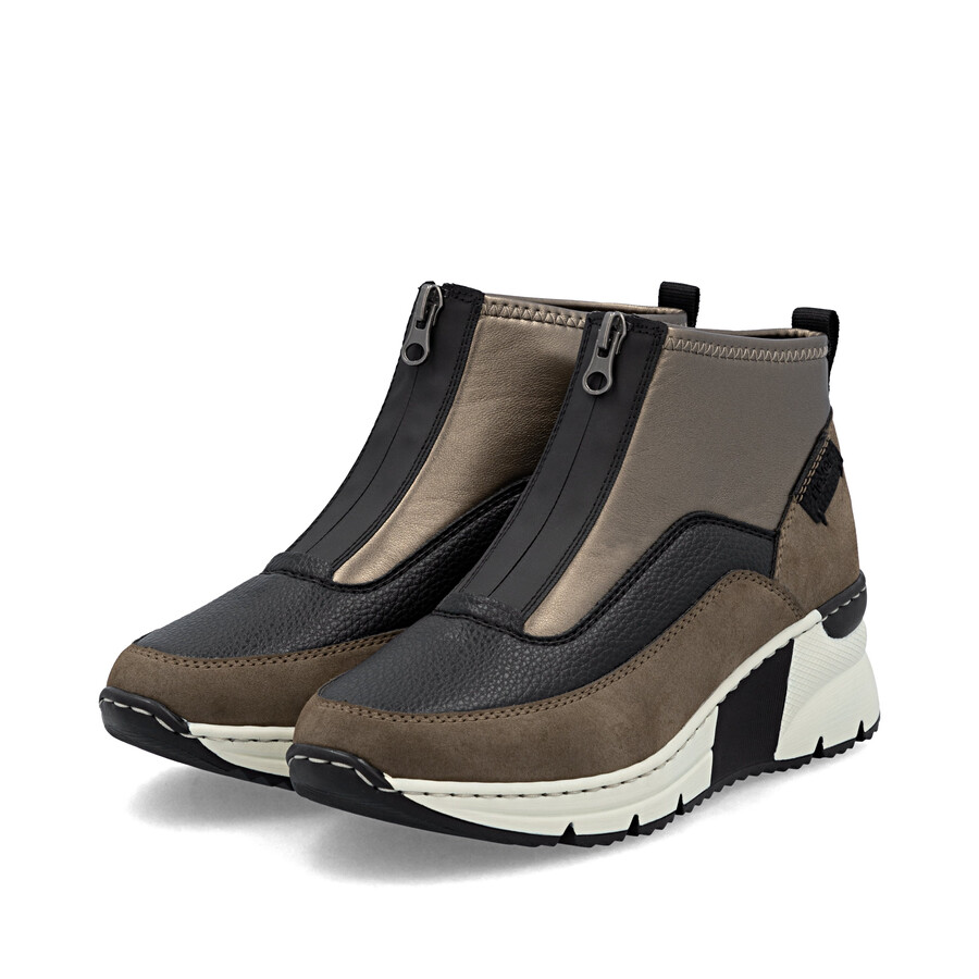 botas marrones con cremallera para mujer rieker n6352-25