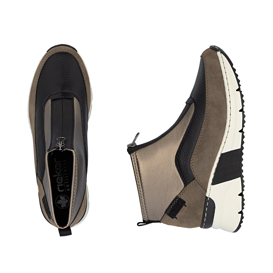 botas marrones con cremallera para mujer rieker n6352-25