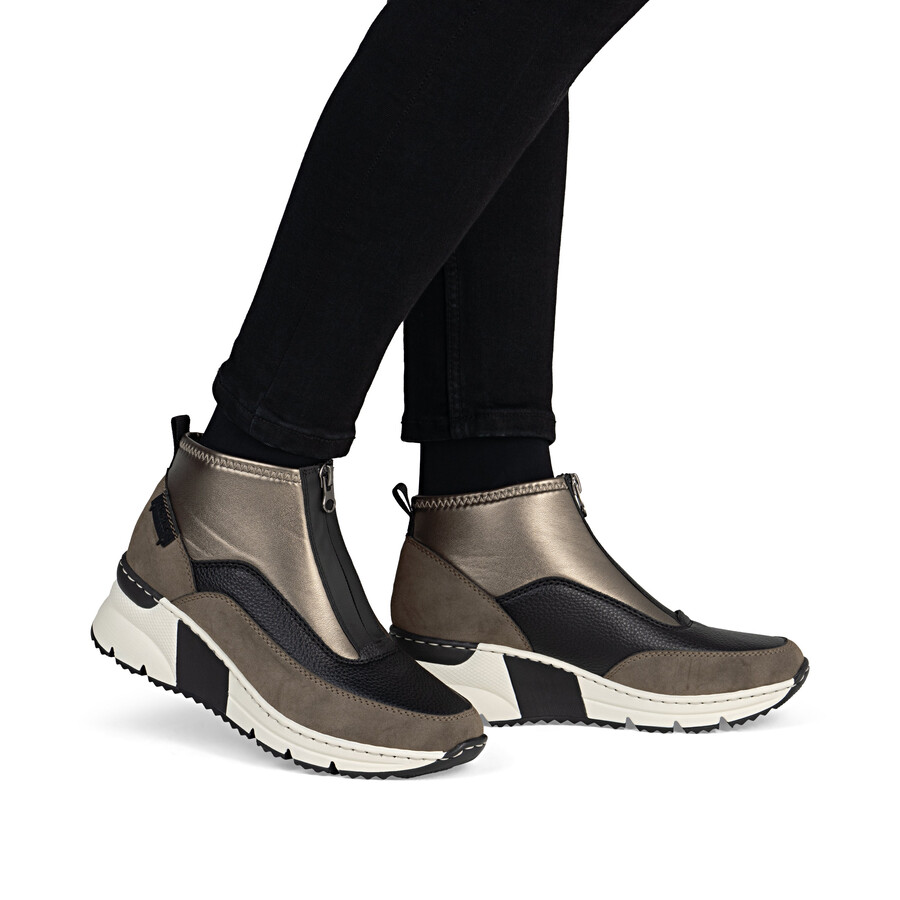 botas marrones con cremallera para mujer rieker n6352-25