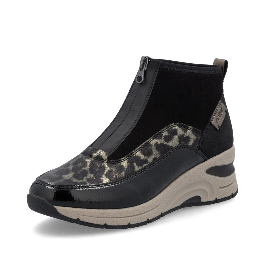 botas negras con cremallera para mujer rieker n9362-00