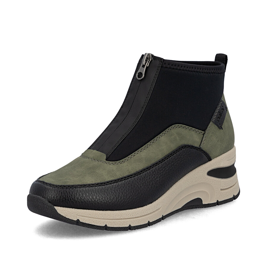 botas verdes con cremallera para mujer rieker n9362-54