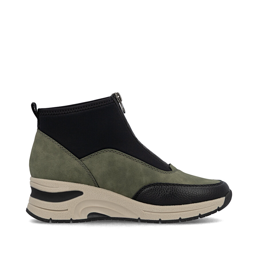 botas verdes con cremallera para mujer rieker n9362-54