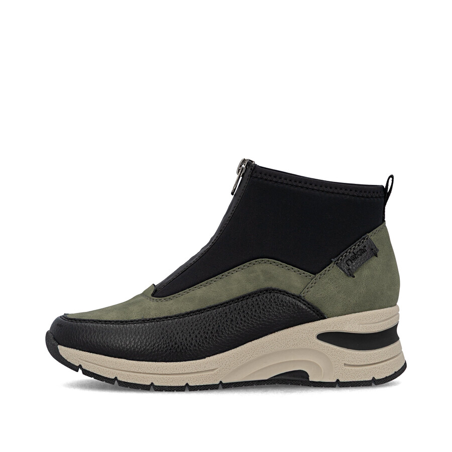 botas verdes con cremallera para mujer rieker n9362-54