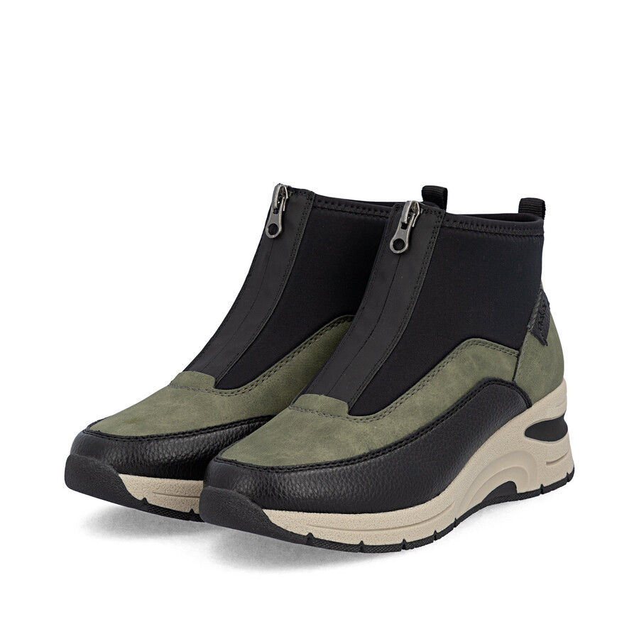 botas verdes con cremallera para mujer rieker n9362-54