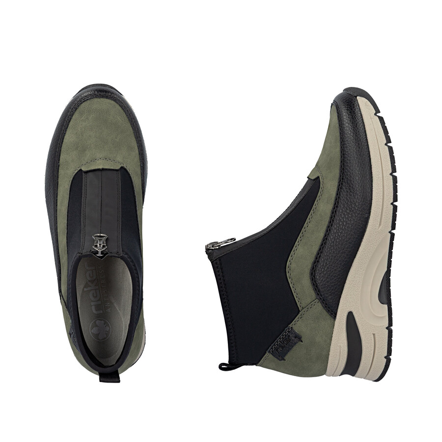 botas verdes con cremallera para mujer rieker n9362-54