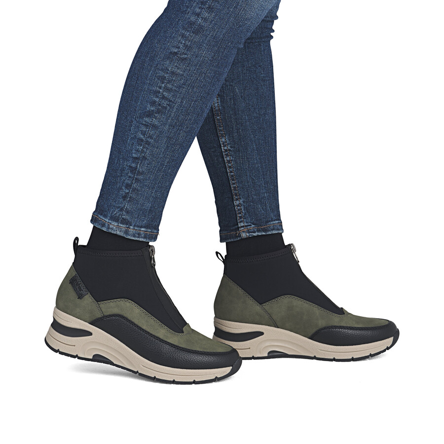 botas verdes con cremallera para mujer rieker n9362-54