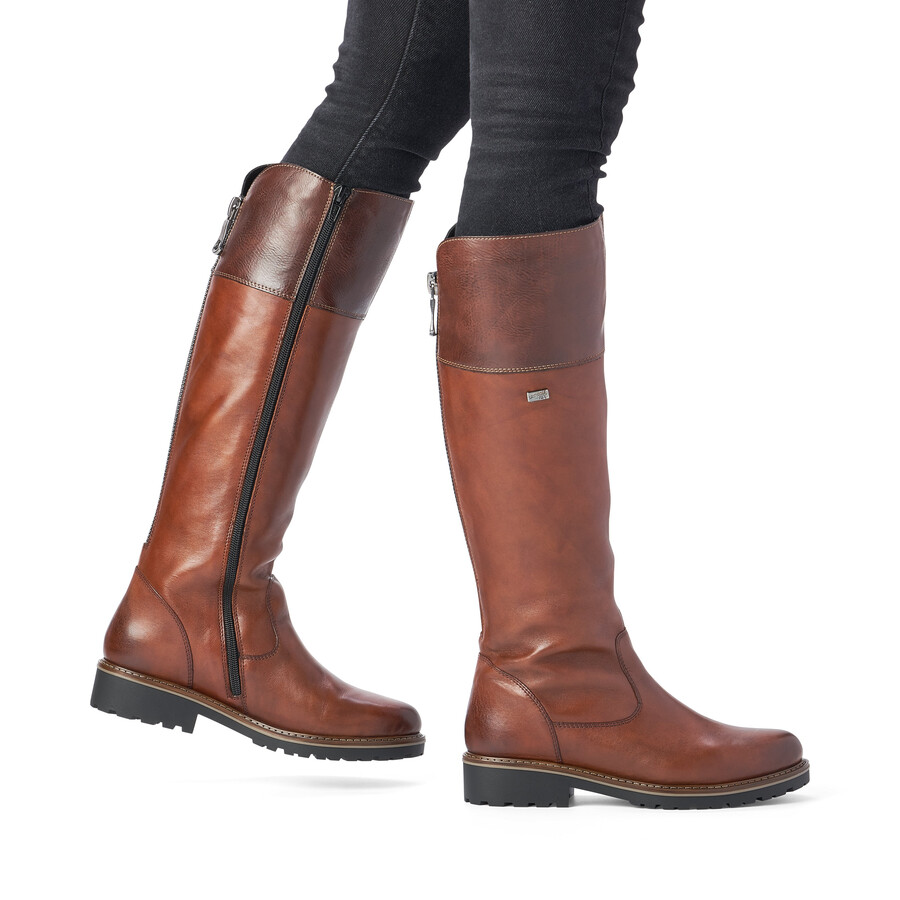 botas marrones con cremallera para mujer remonte r6581-22