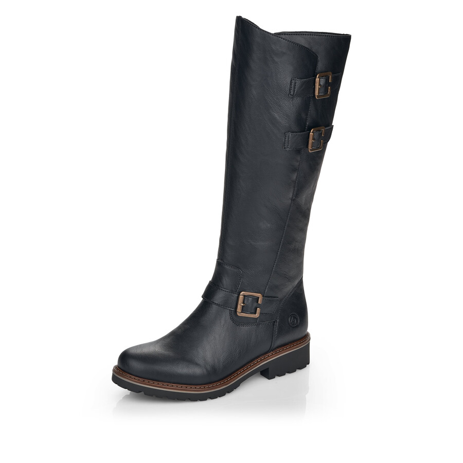 botas negras con cremallera para mujer remonte r6590-01