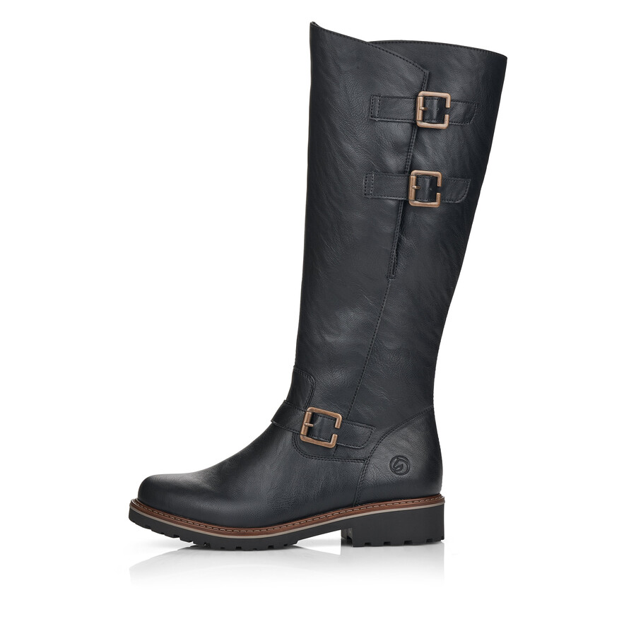 botas negras con cremallera para mujer remonte r6590-01