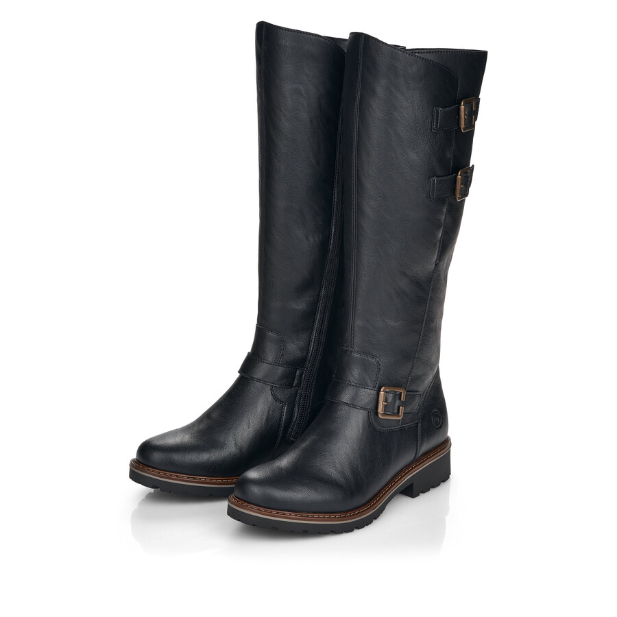 botas negras con cremallera para mujer remonte r6590-01