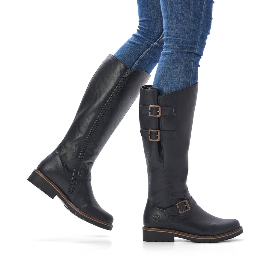 botas negras con cremallera para mujer remonte r6590-01