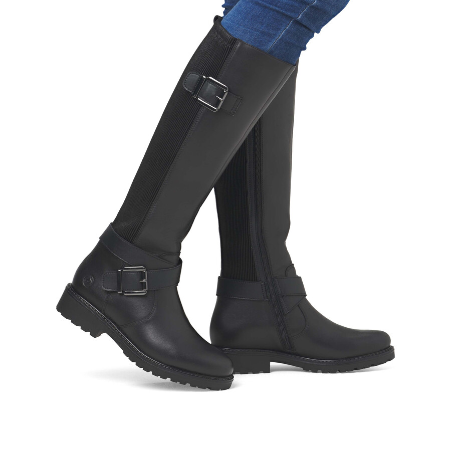 botas negras con cremallera para mujer remonte r6593-00