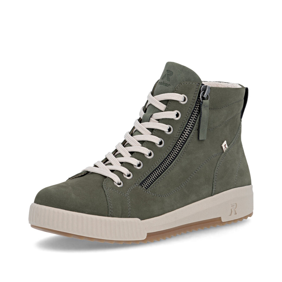 botas verdes con cremallera para mujer rieker sport w0164-54