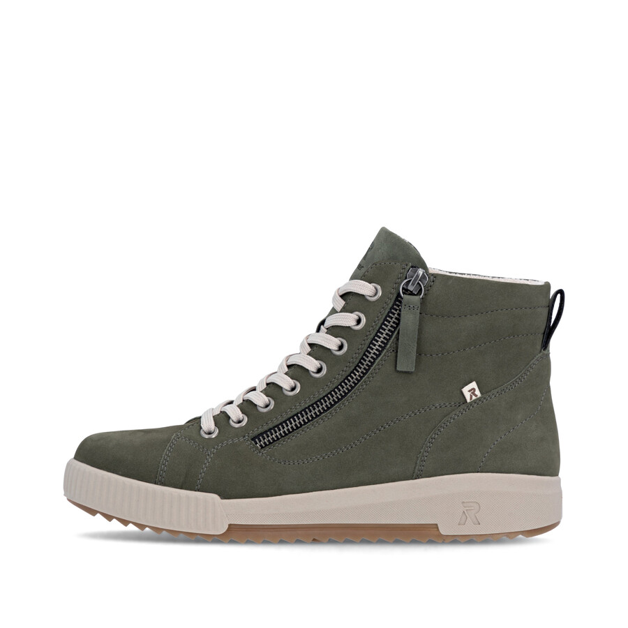 botas verdes con cremallera para mujer rieker sport w0164-54