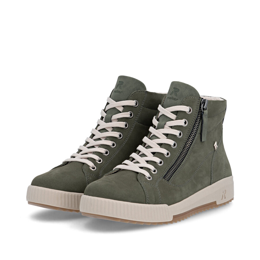 botas verdes con cremallera para mujer rieker sport w0164-54
