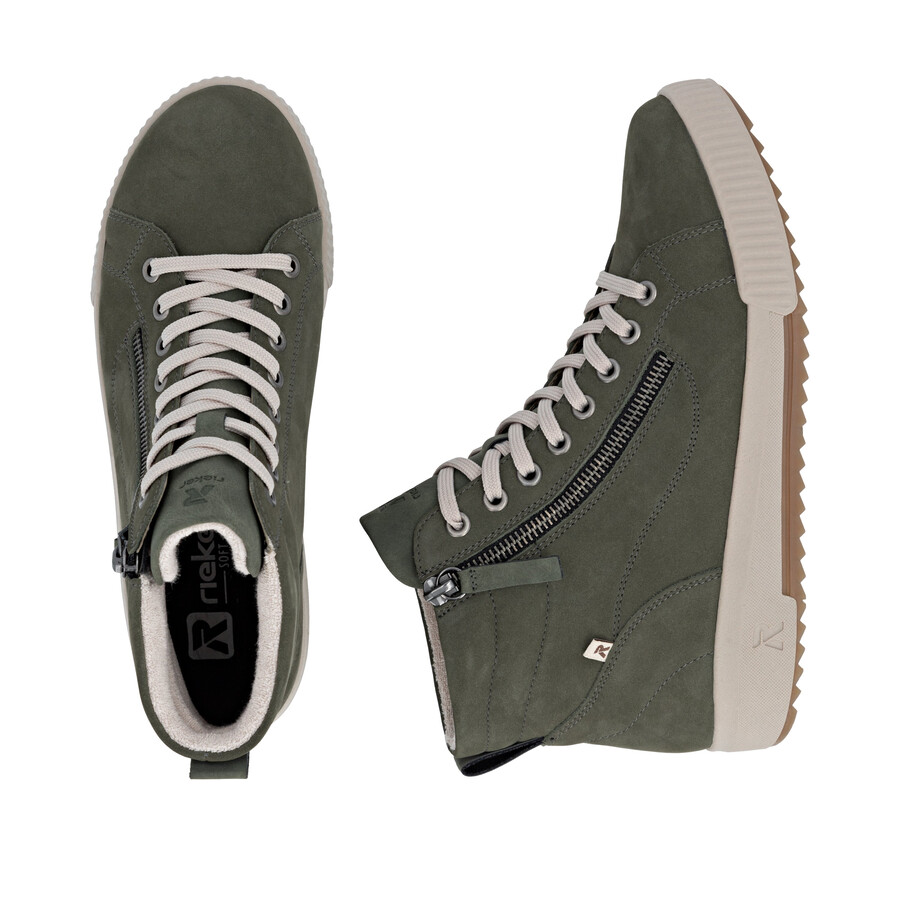 botas verdes con cremallera para mujer rieker sport w0164-54