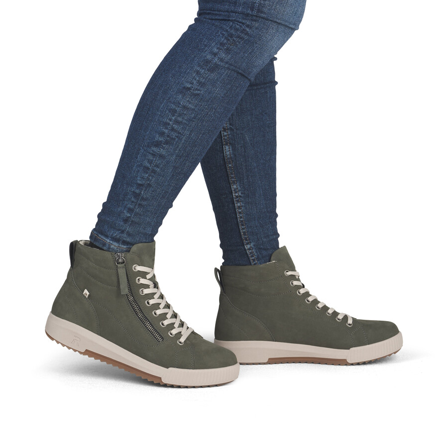 botas verdes con cremallera para mujer rieker sport w0164-54