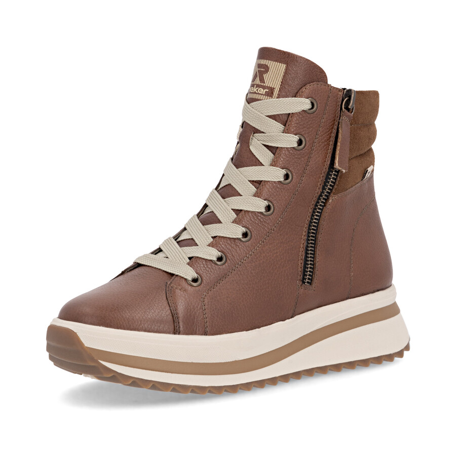 botas marrones con cremallera para mujer rieker sport w3870-24