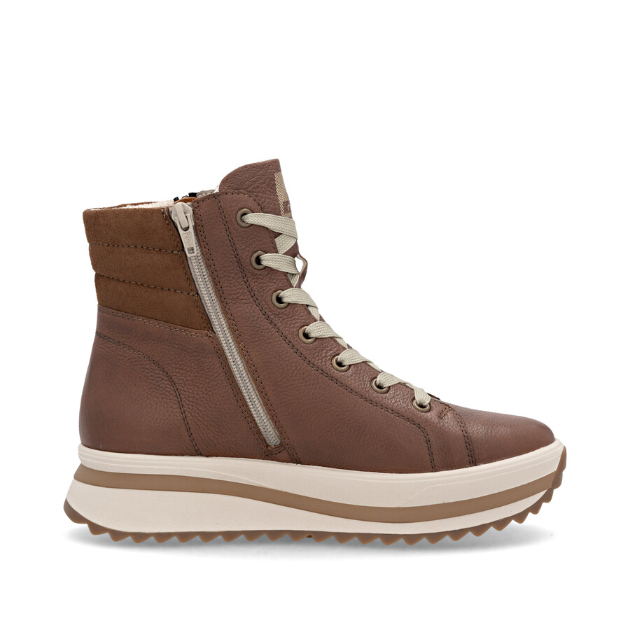 botas marrones con cremallera para mujer rieker sport w3870-24