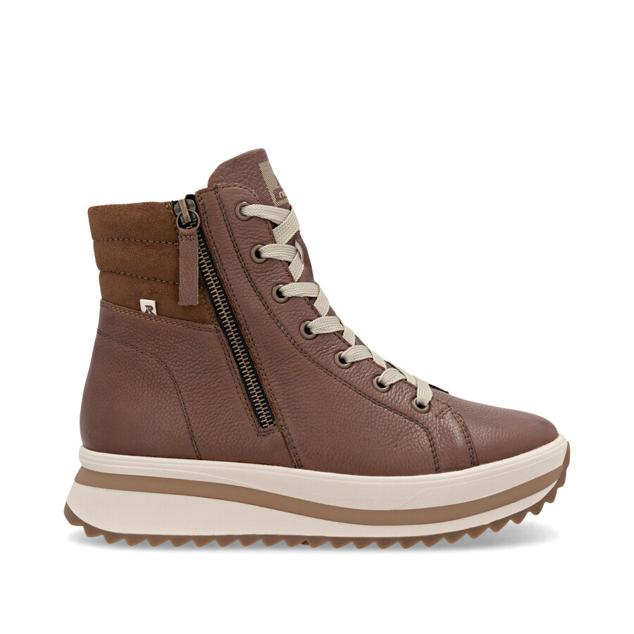 botas marrones con cremallera para mujer rieker sport w3870-24