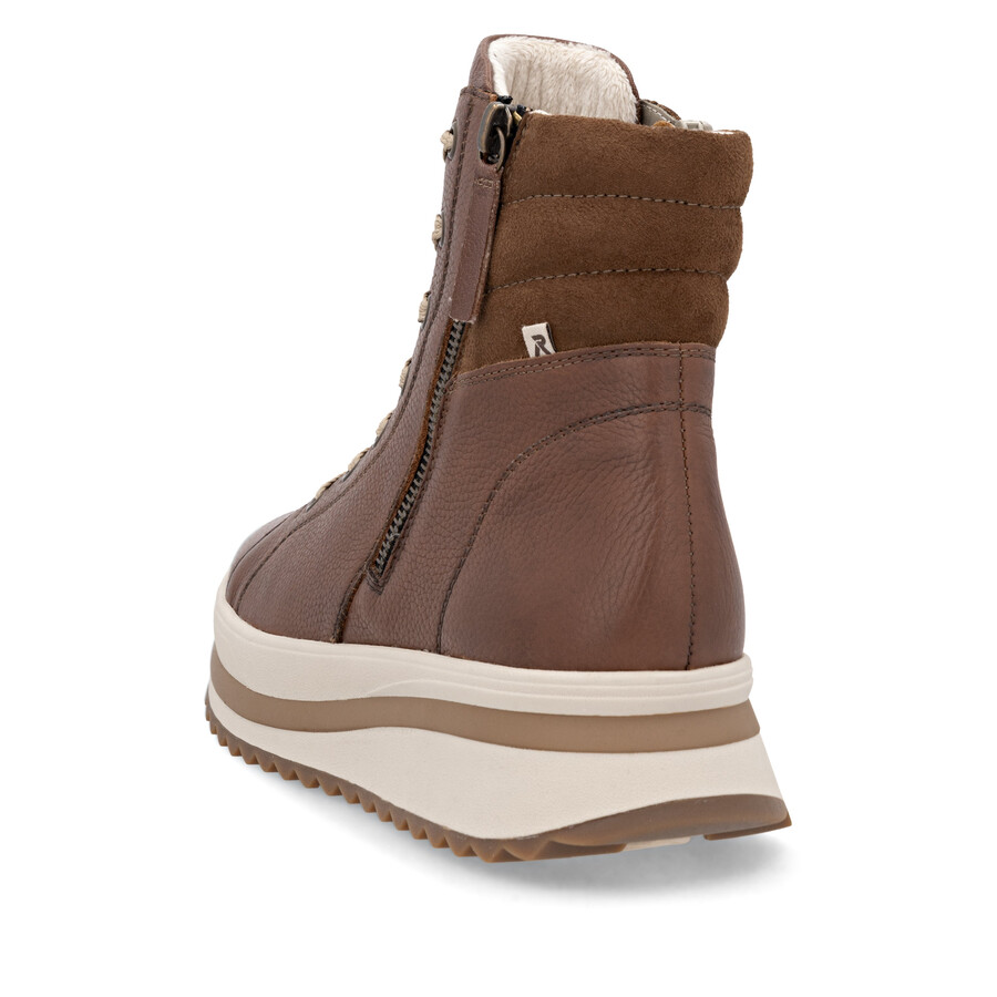 botas marrones con cremallera para mujer rieker sport w3870-24
