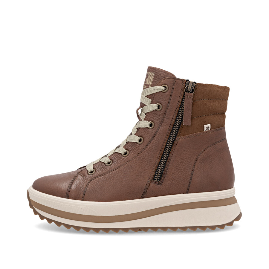 botas marrones con cremallera para mujer rieker sport w3870-24