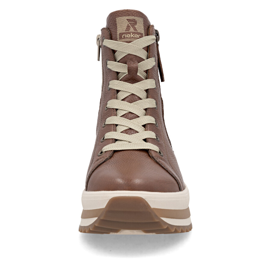 botas marrones con cremallera para mujer rieker sport w3870-24