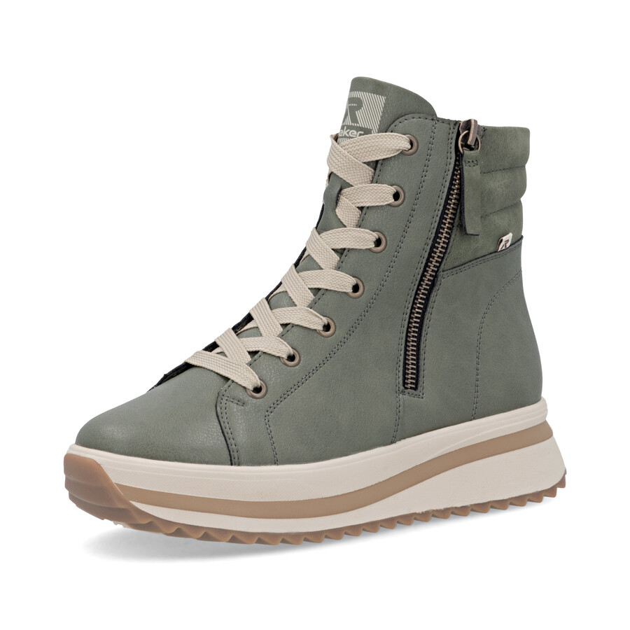 botas verdes con cremallera para mujer rieker sport w3870-54