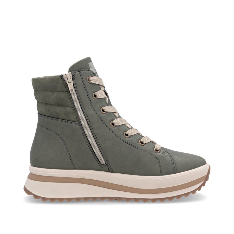 botas verdes con cremallera para mujer rieker sport w3870-54