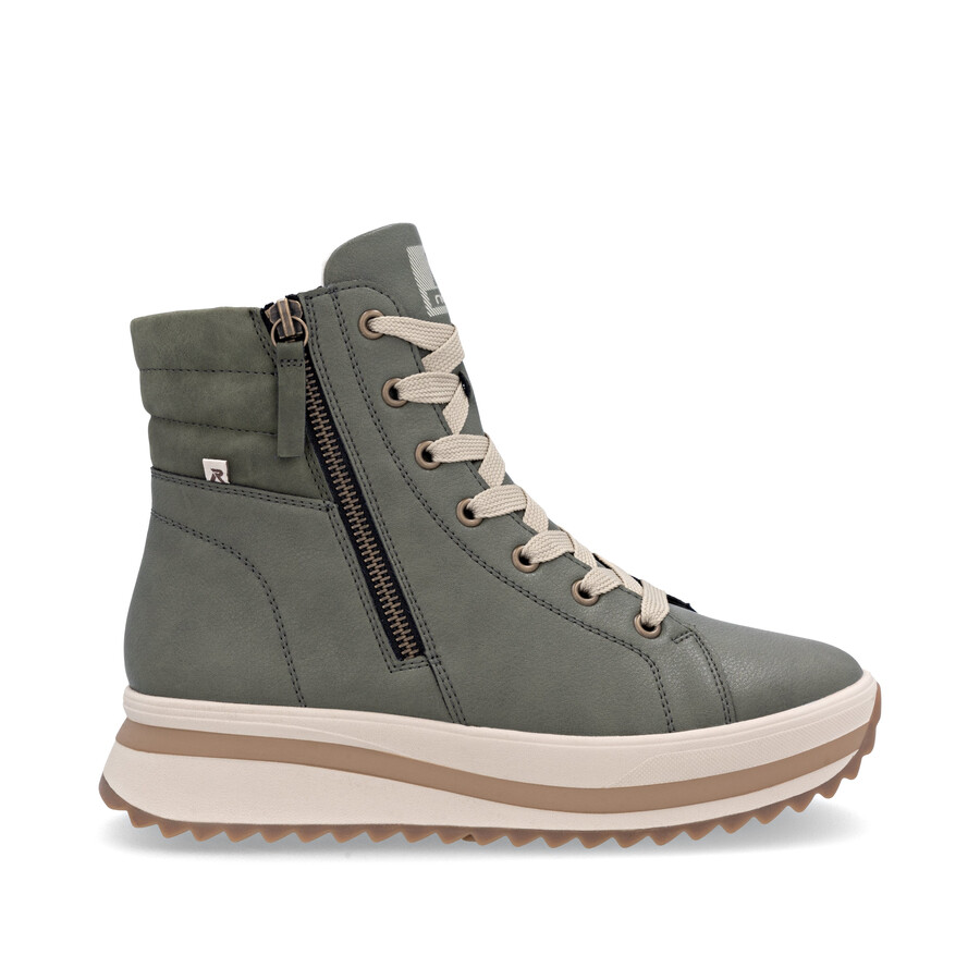 botas verdes con cremallera para mujer rieker sport w3870-54