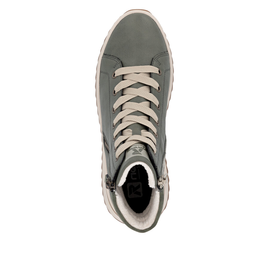 botas verdes con cremallera para mujer rieker sport w3870-54
