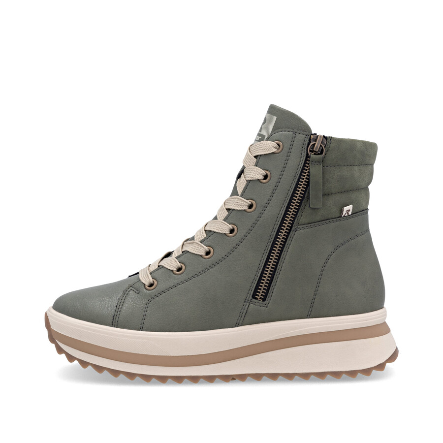 botas verdes con cremallera para mujer rieker sport w3870-54