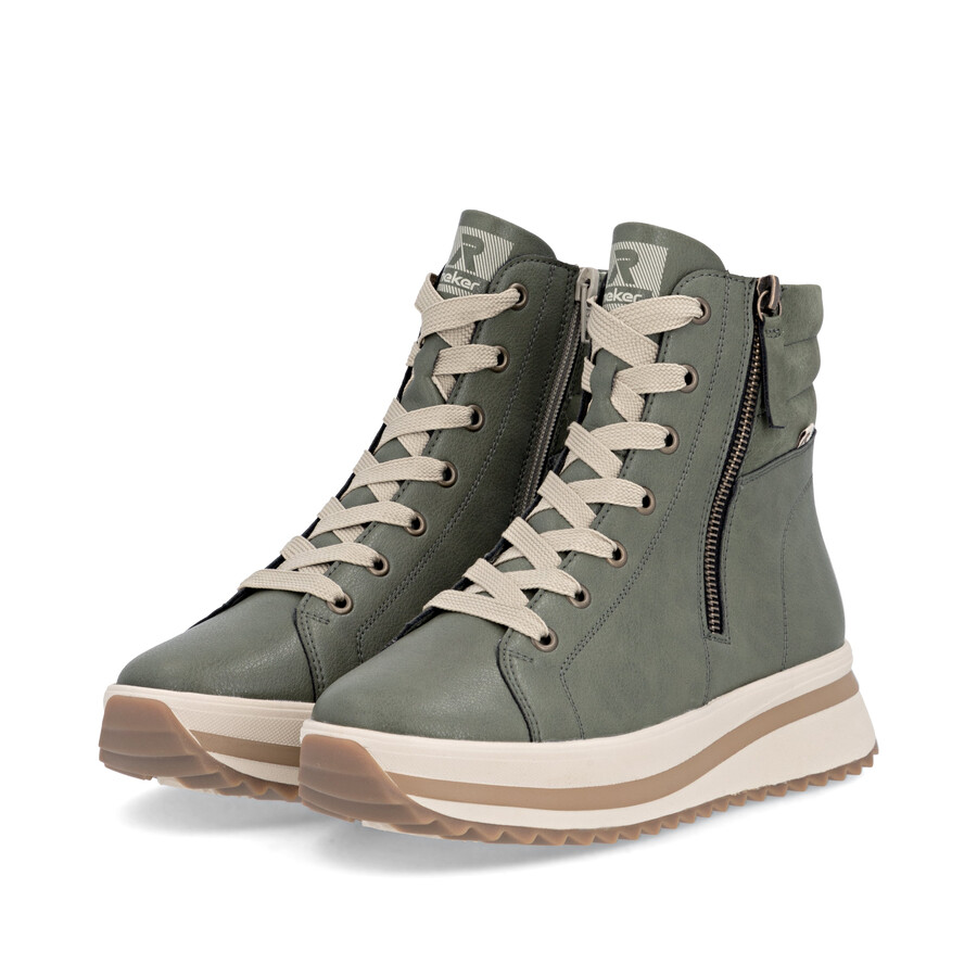 botas verdes con cremallera para mujer rieker sport w3870-54