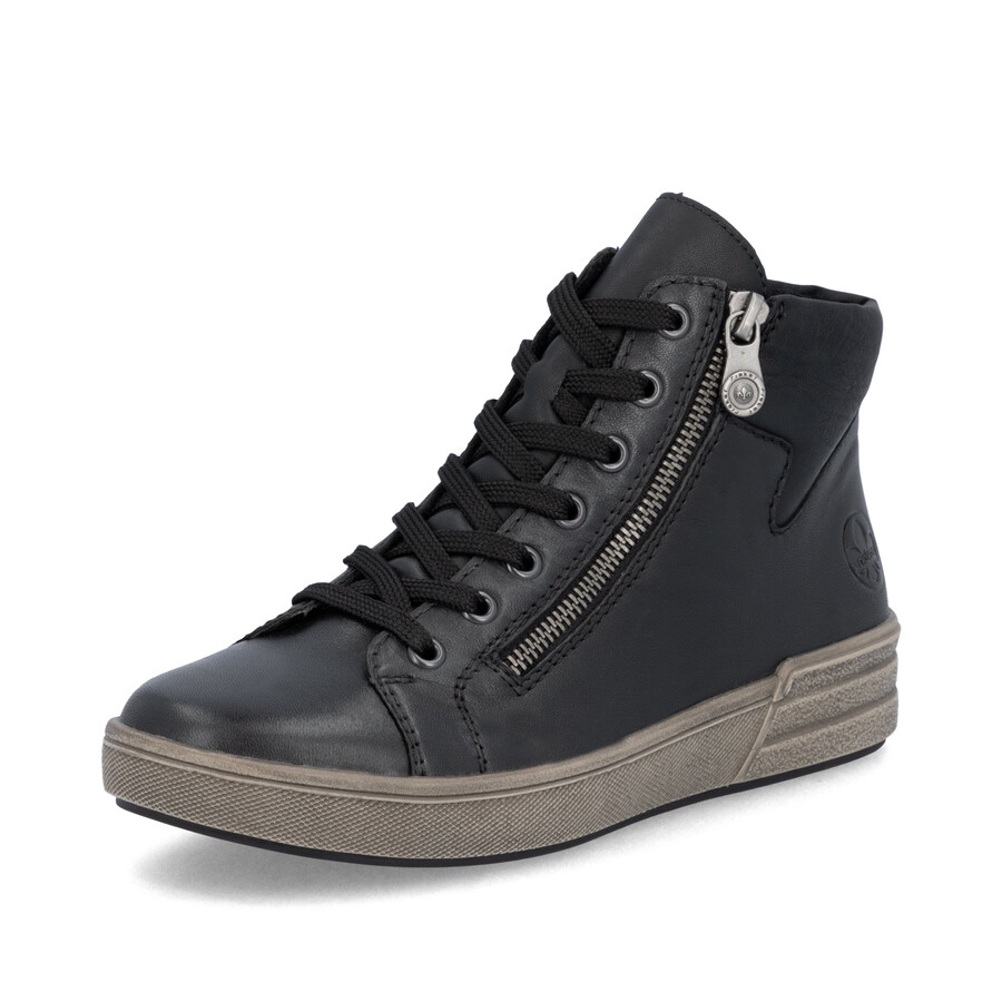 botas negras con cremallera para mujer rieker x0709-01