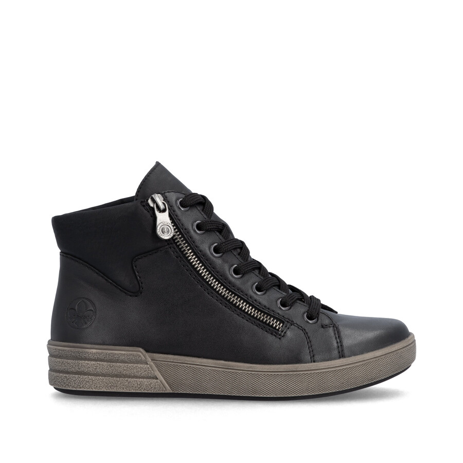 botas negras con cremallera para mujer rieker x0709-01