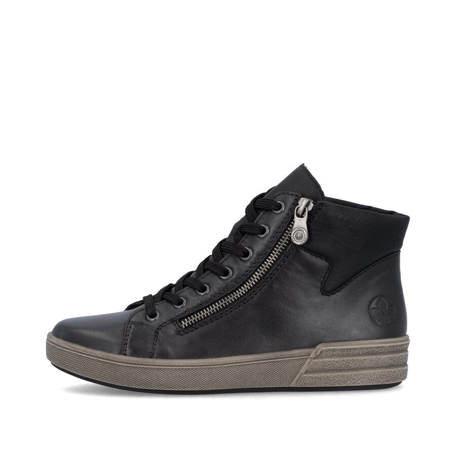 botas negras con cremallera para mujer rieker x0709-01
