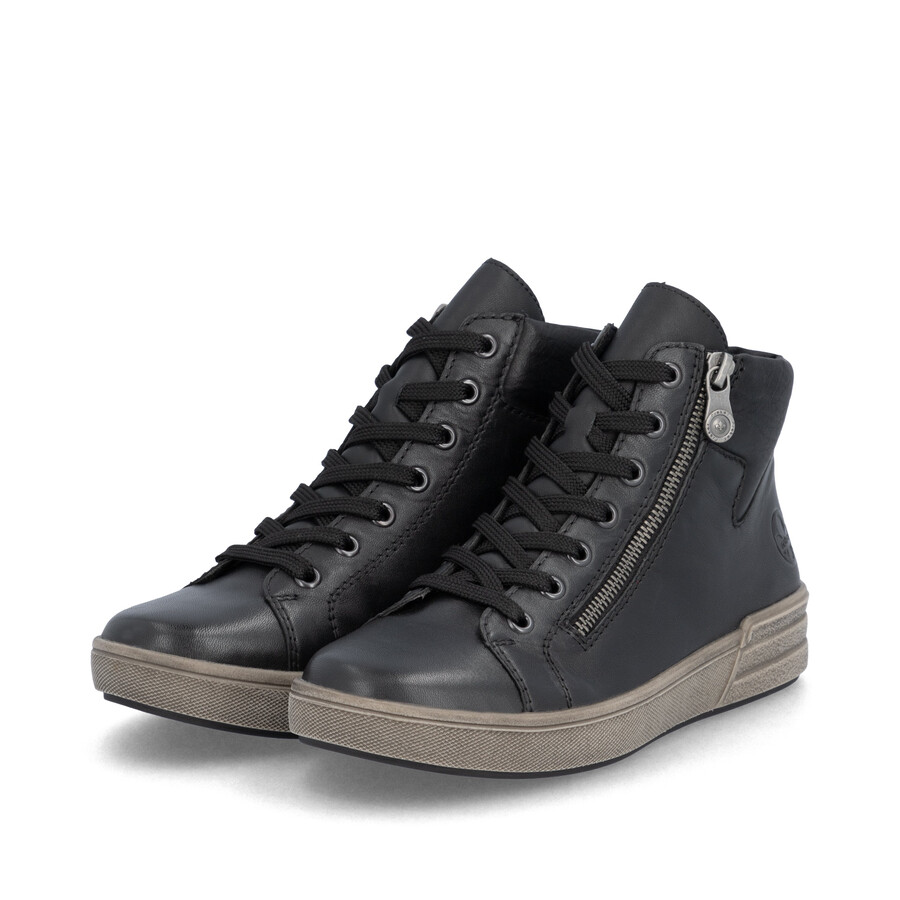 botas negras con cremallera para mujer rieker x0709-01