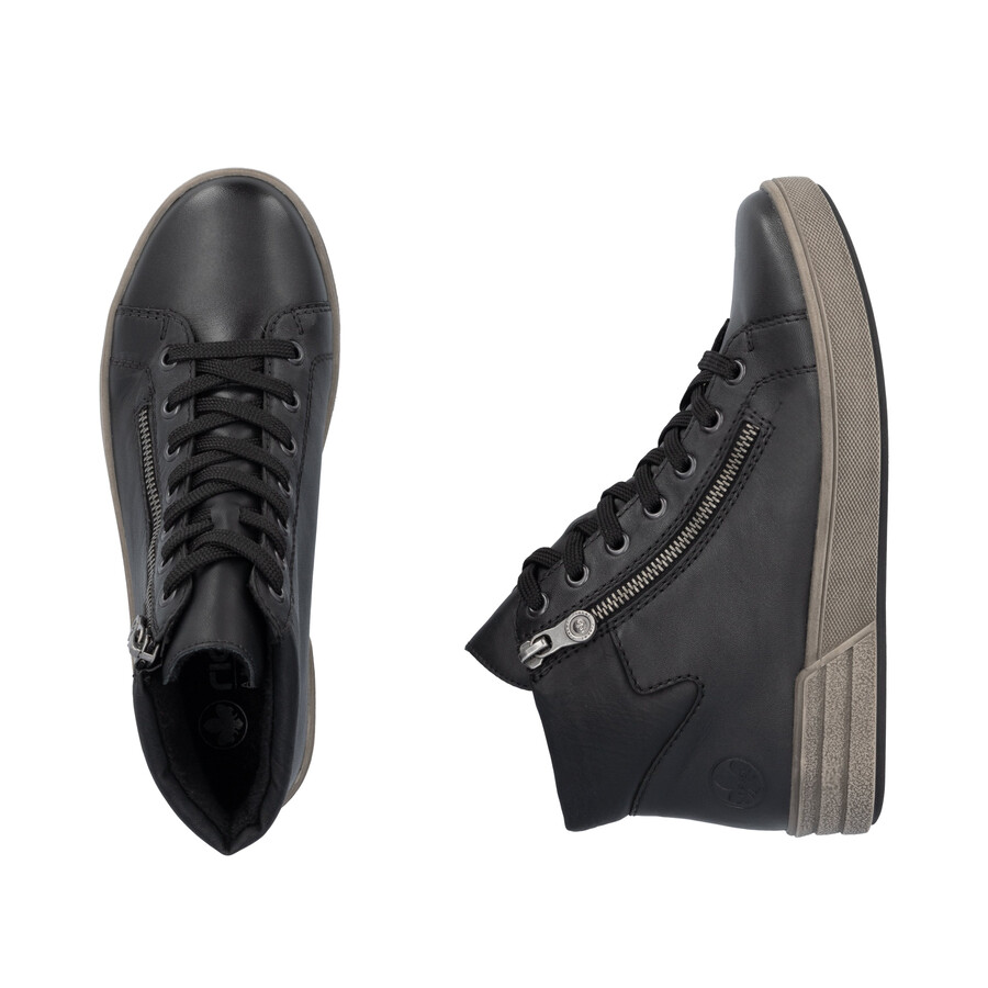 botas negras con cremallera para mujer rieker x0709-01